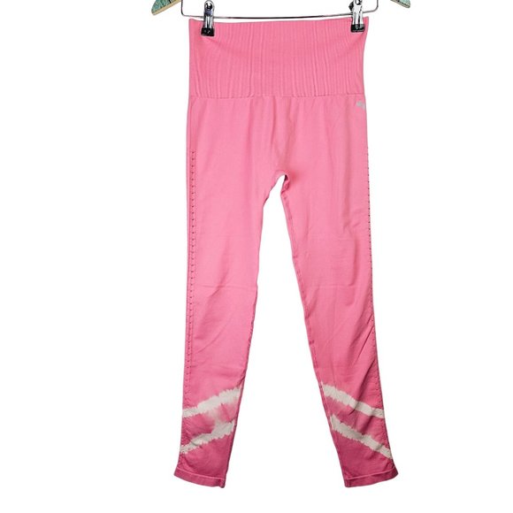 Joy Lab Women's Salmon Pink White Tie Dye High Rise Athletic 7/8 Leggings, Sz S - Picture 3 of 8